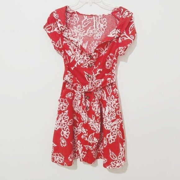 Free People A Thing Called Love Mini Dress Floral Linen Blend Women's Size 0 - Picture 2 of 5